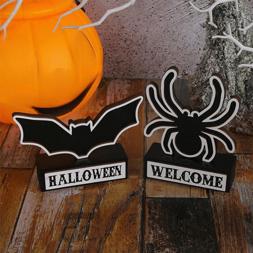 Funny Wooden Spider Decoration DIY Handmade Spider Bat Sign  Party Decoration Props
