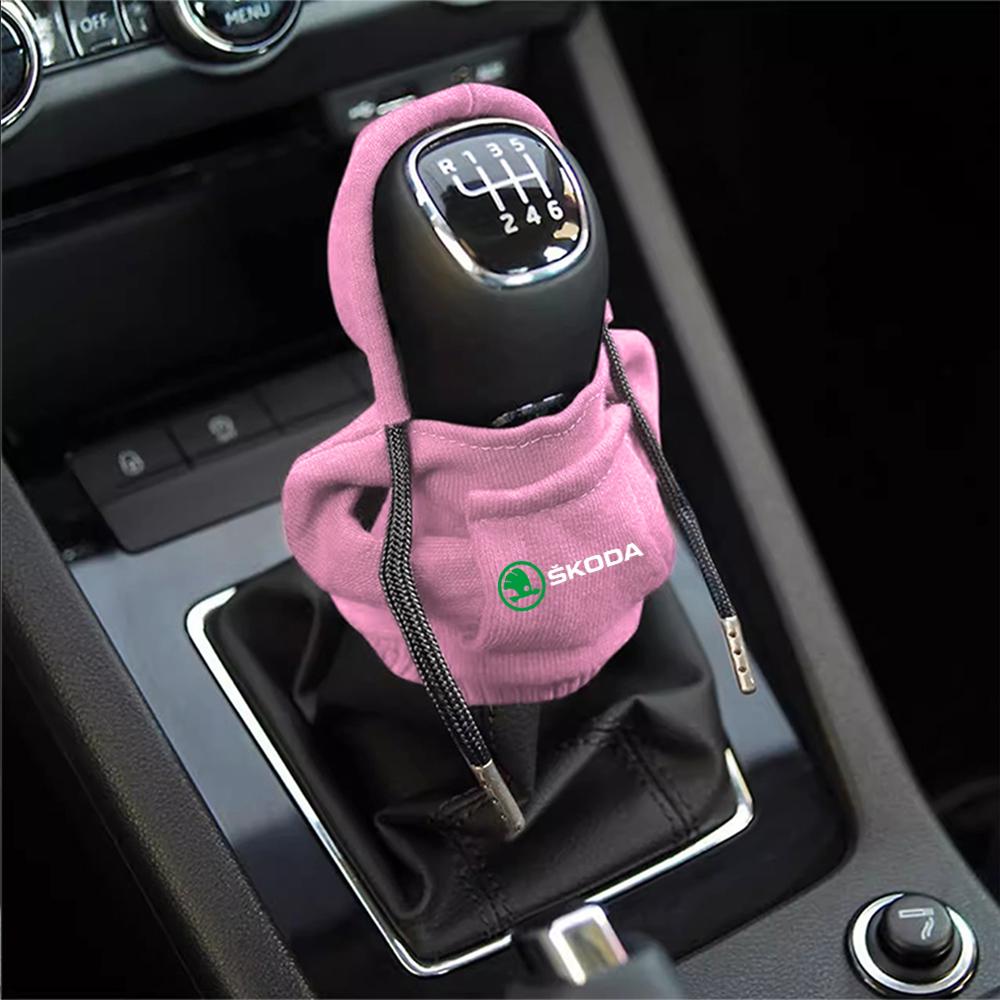 BBIC7 Car Gearbox New Year Xmas Hoodie Car Shift Speed Lever Cover for Skoda S Logo Octavia Fabia 2 Superb 2 Kamiq Kodiaq VRS VII
