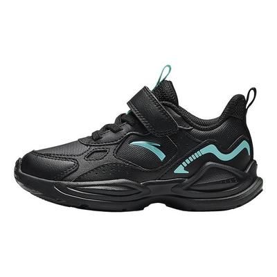 Kids Synthetic Leather Fashion Versatile Lightweight Shock Absorbing Low Top Running Shoes Kids Sneaker Black Green A12449977N-3