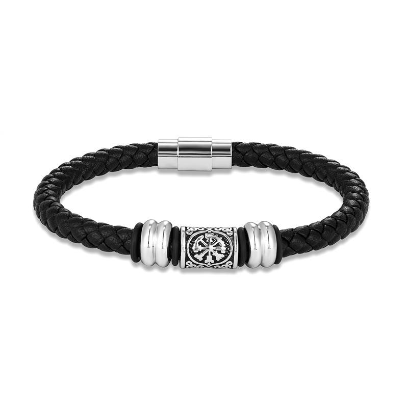 Viking Bracelet Men Genuine Leather Norse Runes Amulet Viking Compass Wristband Norse Mythology Jewelry Gifts for Him