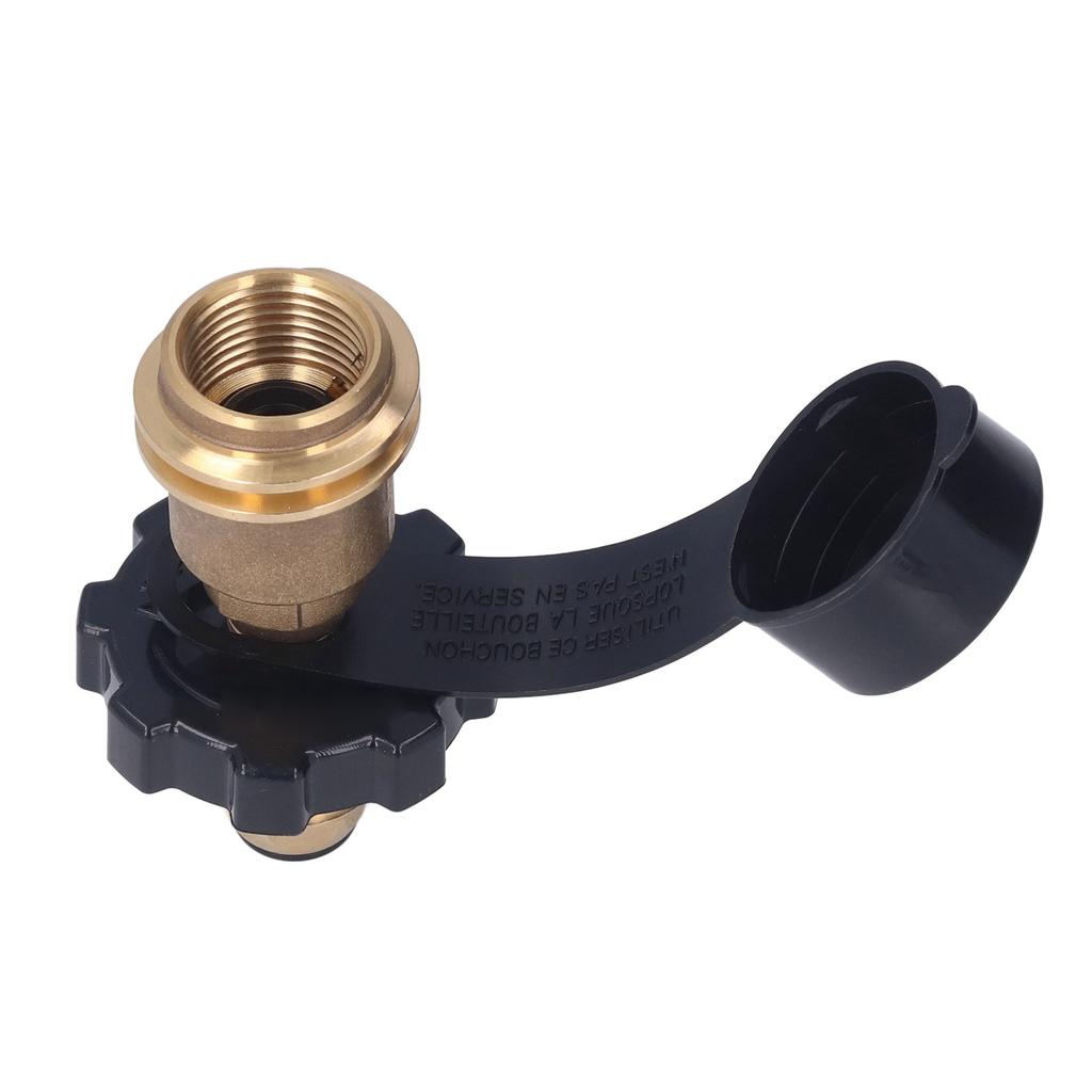Brass Gas Tank Adapter Propane Refill Adapter with Black Handle POL Convert QCC1 Type 1