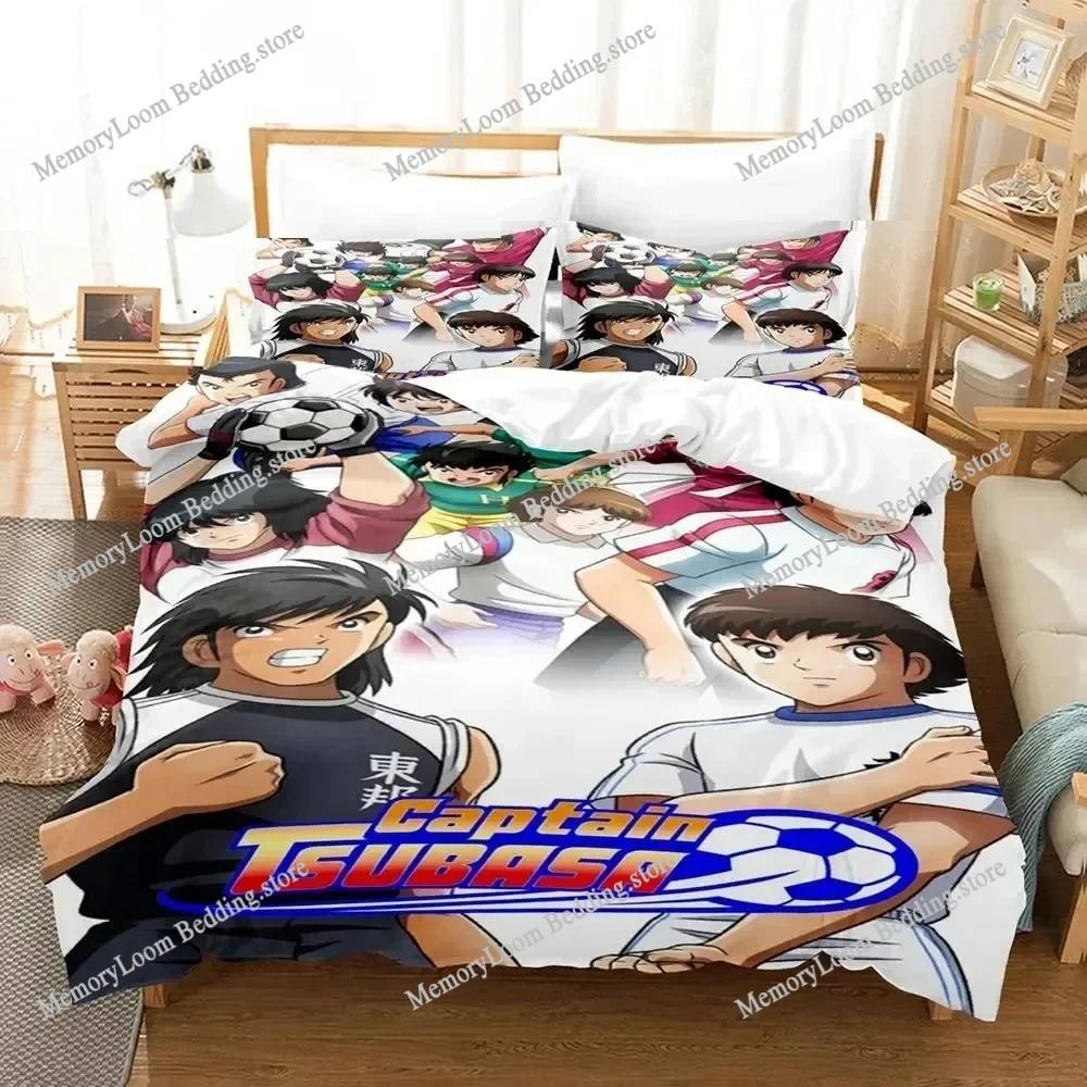 3D Printed Anime Captain Tsubasa Bedding Set Boys Girls Twin Queen Size Duvet Cover Pillowcase Bed Kids Adult Home Textileextile