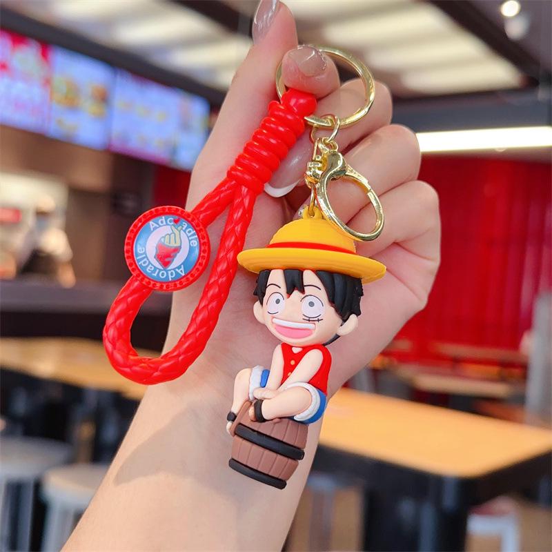 Cartoon One Piece Keychain: PVC Figurine Charm for Bags & Cars, Cute Gift
