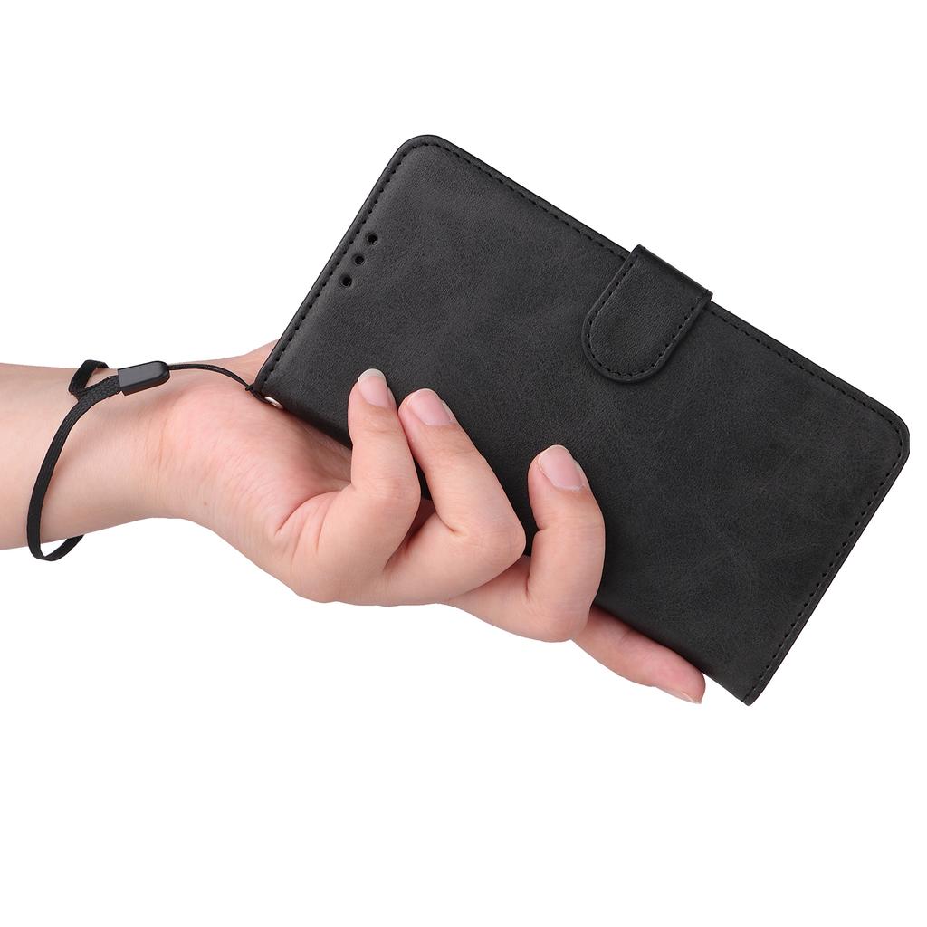 For iPhone 15 Anti-Scratch PU Leather Wallet Phone Case Calf Texture Flip Stand Cover