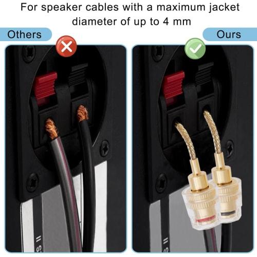 Xiatiaosann 4-Piece Flex Pin Banana Plug to 4mm Female Banana Jack Speaker Audio Connector Adapter with Spring Terminals for Amplifiers and Audio Equi