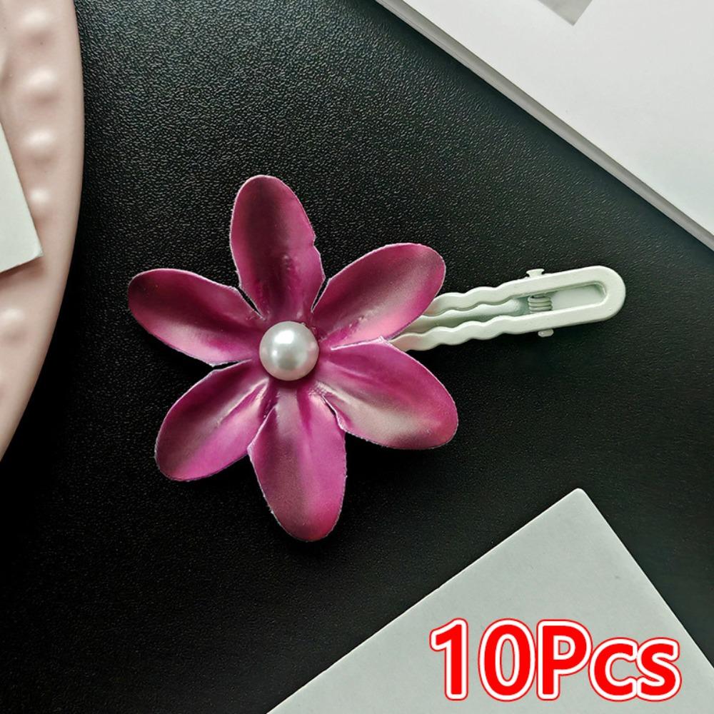 10Pcs Multicolor Duckbill Hair Clip Orchid Floral Hair Clip Gifts Side Bangs Clip Hair Accessory