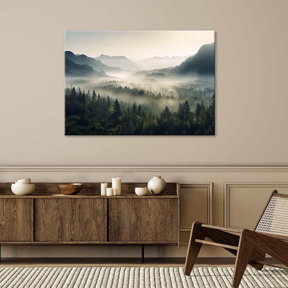 Canvas Print, Mountain Landscape In Fog
