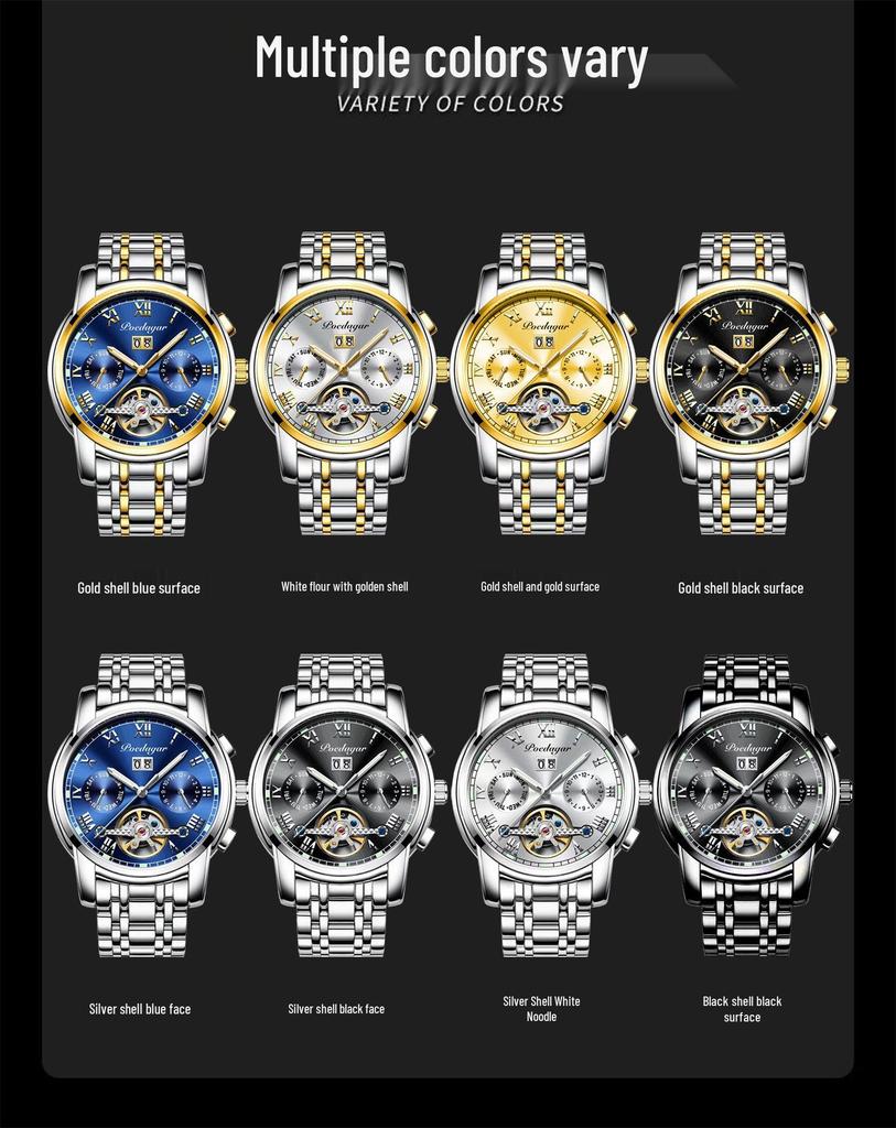 TikTok Trending Men's Automatic Waterproof Stainless Steel Luminous Skeleton Watch