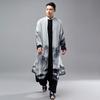 Men's Chinese Style Cotton Linen Long Spring Shirt - National Performance Stage Robe