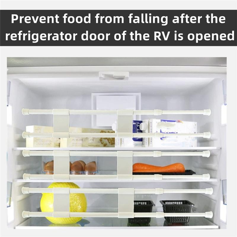 ABGE-4PCS Rv Refrigerator Bars Adjustable Rv Fridge Tension Bars Rv Fridge Bars For Holding Food Drinks Rv Fridge Accessories