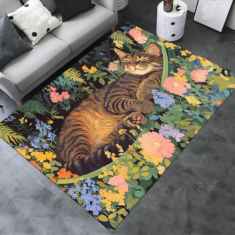 Cute Cat Carpet Rug for Living Room Bedroom Home Sofa Decoration,Kids play Non-slip Floor Mat