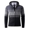 Men'S Loose Slim-Fit Striped Sweater Blue Fashion Trend Hooded Knitted Jacket Top