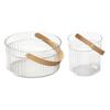 Yangyizhi Ice Bucket with Faux Leather Handle, Thickened Plastic Beer Wine Cooler for Party, Clear Beverage Container Outdoor Picnic, Bar KTV Decor