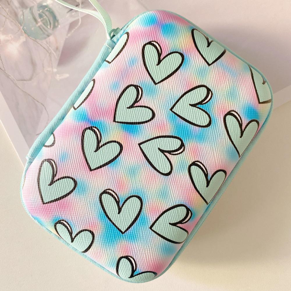 Cartoon Print Data Cable Storage Box Hard Shell Coin Purse Portable Charger Protective Cover
