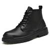 Men's Plus Velvet Leather Martin Boots, Large Sizes 45-48, Trendy Outdoor High-Top Short Boots