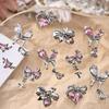 3Pcs Nail Rhinestone Pink Bow Pendant Jewelry Easy To Apply Durable Charming Manicure Rhinestones Women Supply