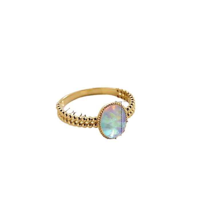 Vintage Japanese-Style Adjustable Opal Ring for Women