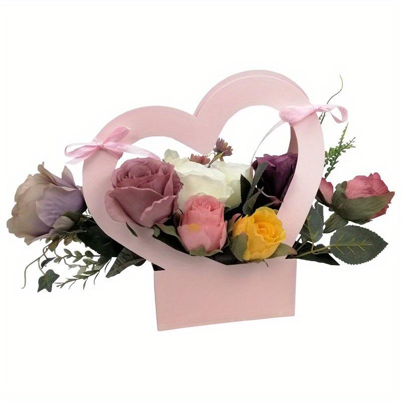 10pcs Heart Hollow Out Flower Bouquet Gift Box Handheld Flower Box Birthday Wedding Anniversary Perfect for Rose Tulip and More