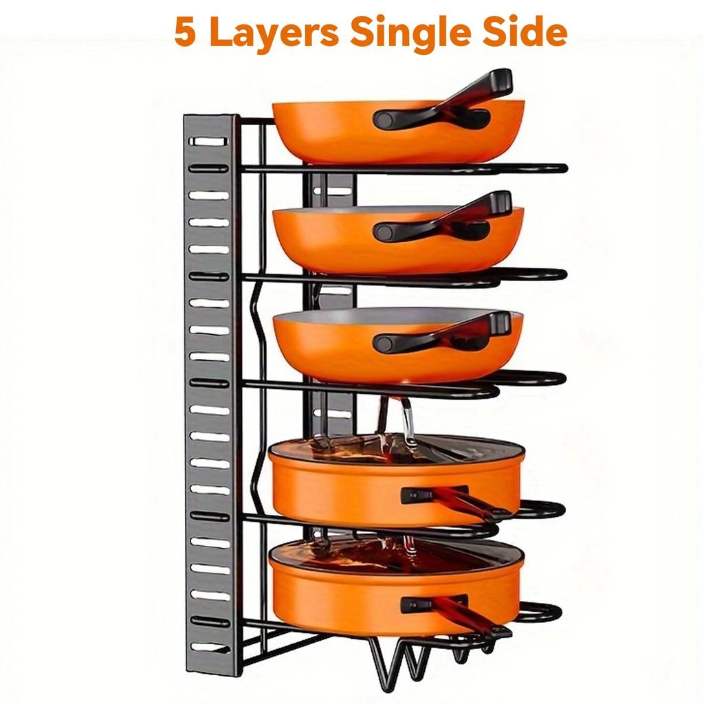 5th/8th Floor Pots Pans Organizer for Cabinet Upgraded Pots and Pans Organizer Rack for Kitchen Storage Pot Lids Organizer Rack