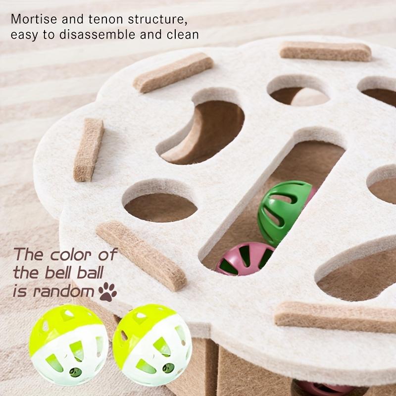 1 PCS Felt Cat Toy Maze Box Interactive Puzzle Game With 2 Balls For Indoor Cats Hunting Exercise Self Play Scratch Resistant