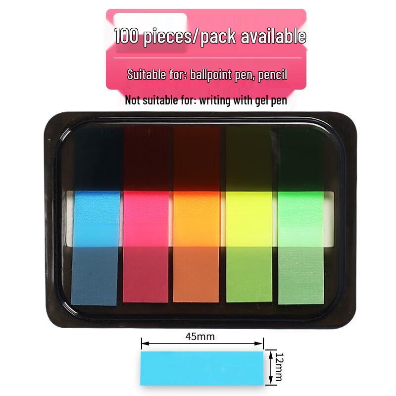 Transparent Sticky Note Strips: Fluorescent Color Arrows, Strong Adhesive, Reusable Index Stickers