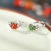 Adjustable Open Ring Women Men Vintage Bamboo Leaf Design Red Agate Jade Copper Statement