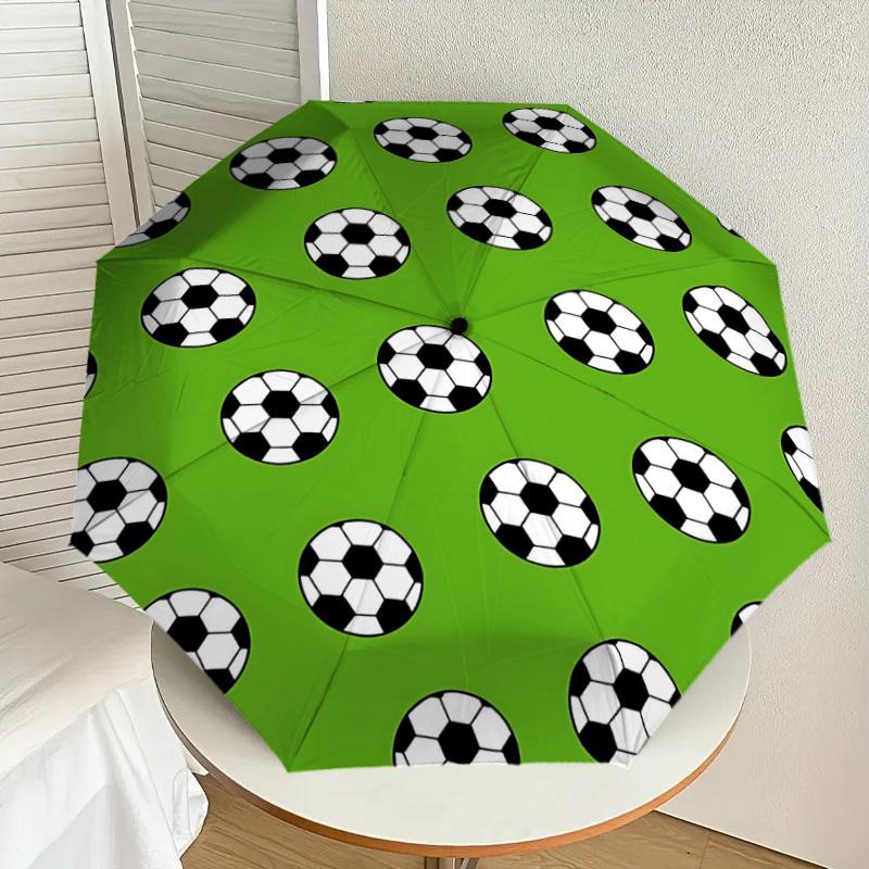 1PC Soccer Ball footballAutomatic Open/Close Umbrella with Windproof, 8-Rib Sturdy Canopy, Durable Ribs, Fashionable Design, Outdoor Accessory, Fun Pr