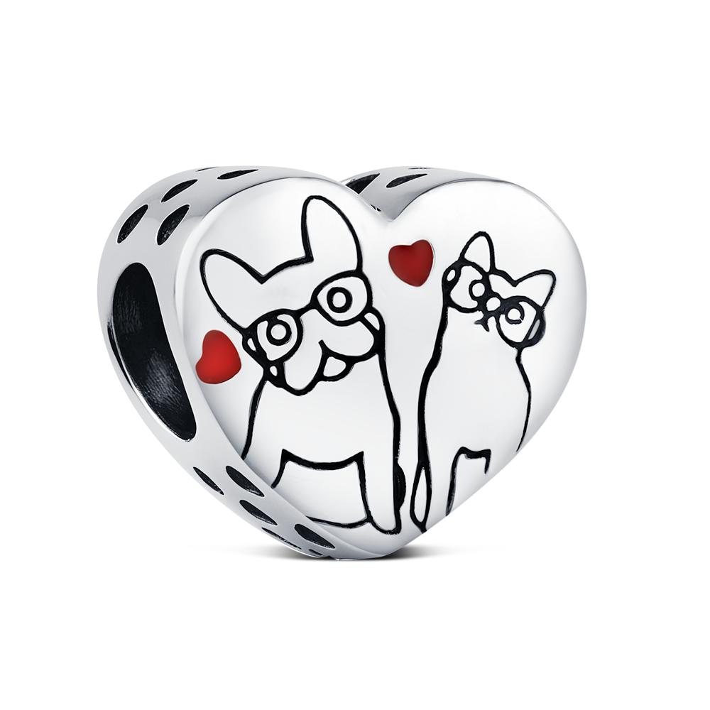 Copper Pendant Original Charm Heart Beads For Bracelets Precious Cat & Dog Jewelry Love Gifts Making For Friend