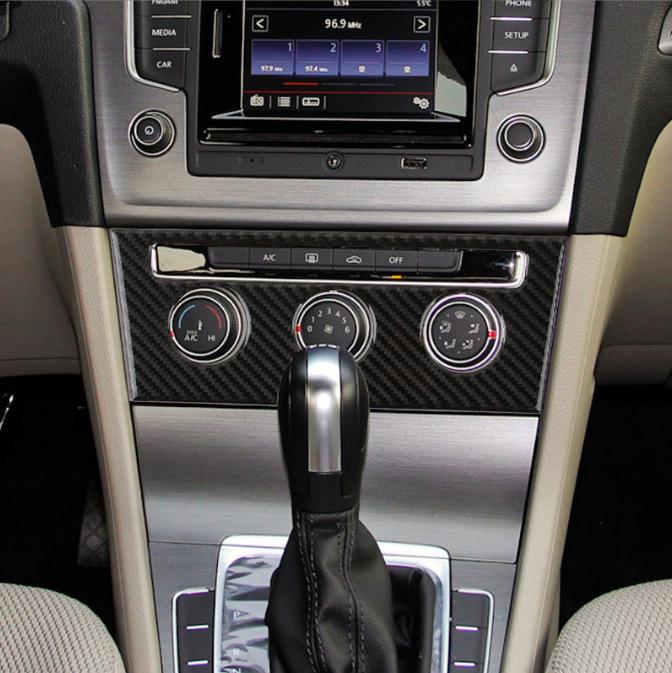 Compatible Carbon Fiber Interior Accessories for VW Golf 7: Console, Gear Shift, Cup Holder, A/C, Navigation Decor.