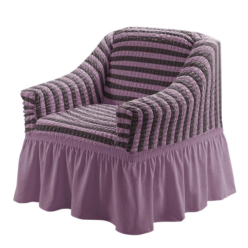 Einsitzer-Sofa Seater Seersucker Überwurf mit Rock Universeller Stretch-Sofa-Couch-Überwurf Leicht passender Möbelschutz