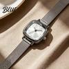 Retro Collegehorloge Uniseks Kwarts Minimalistisch Vierkant Wijzerplaat Eenvoudig Mesh