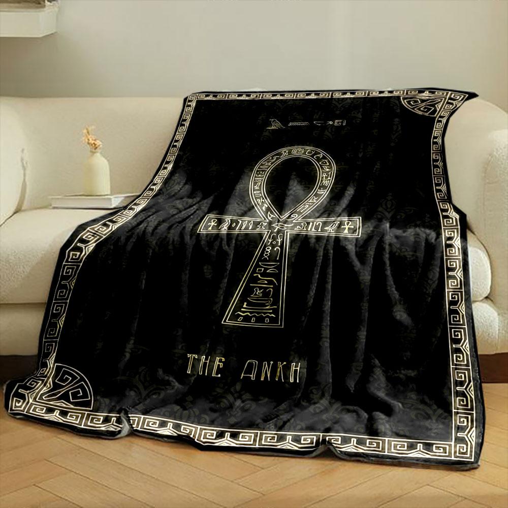 Ankh Egyptian Blanket Bedroom Blanket for Livingroom Couch Lunch Break Soft Throw for Friend's Festival Gift