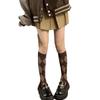 Women's White Argyle Knee-High Socks - Trendy Black & White Checkered Preppy Style