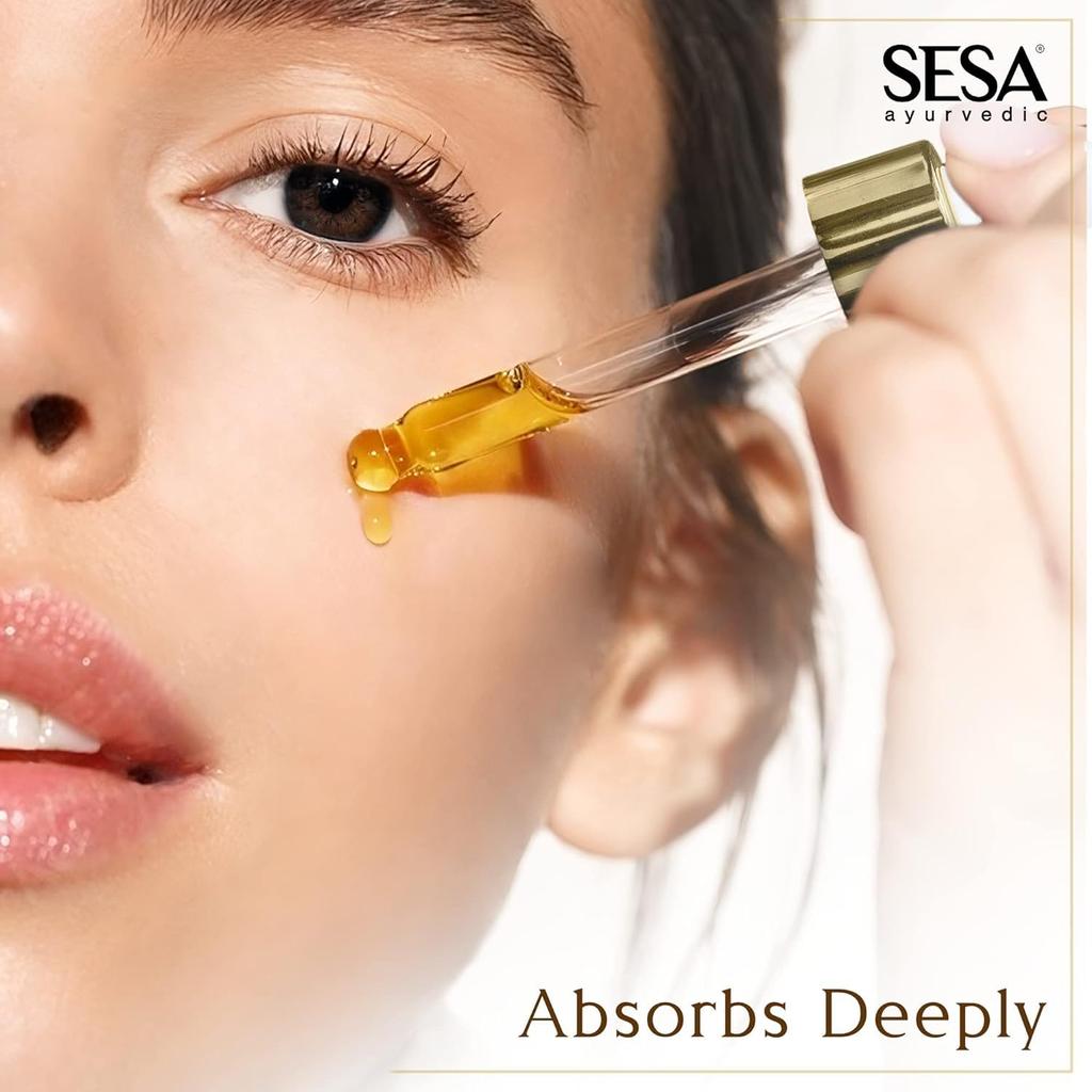 SESA Kumkumadi Gesichtsöl 15ml Für Strahlende, Leuchtende Haut Hydratation Anti-Aging Aufhellendes Serum Für Fahle, Trockene Haut Alle Hauttypen