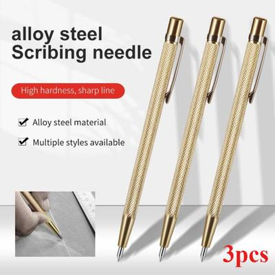 3 Adet Elmas Metal İşaretleyici Kazıma Kalemi Tungsten Karbür Uçlu Stylus Kalem Cam Seramik Metal Ahşap Kazıma El Aletleri İçin