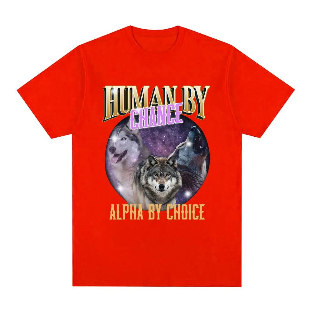 Human By Chance Alpha By Choice Wolf Tshirt Women Fashion Vintage Short Sleeve Tshirts Cotton Loose Oversized T Shirts Tops