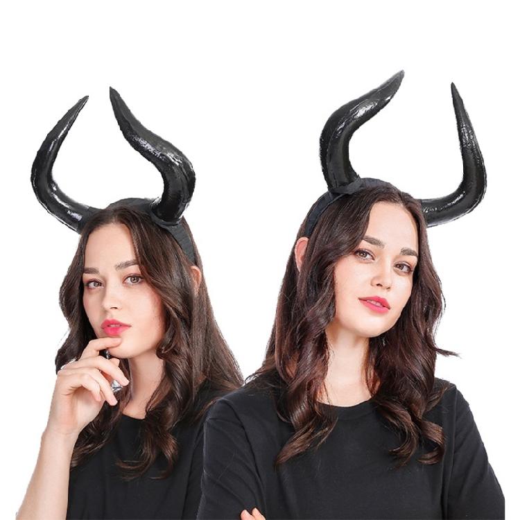 Gothic Horn Hair Hoop Ox Horn Headband Photo Props Halloween Party Headwear