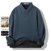 Men's Faux Two-Piece Fleece-Lined Wool Blend Pullover Sweater