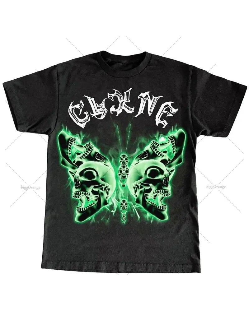 

Футболка с рисунком y2k, американская уличная хлопковая футболка с принтом черепа, унисекс, гот, Harajuku, модная повседневная свободная верхняя одежда с короткими рукавами M