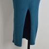 French Style Retro Pure Color Halter V-neck Cross Knitting Dress Women's Tight Waist Slim Looking Hip Split Long Skirt
