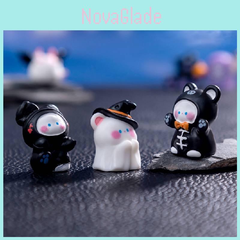 Entzückender Halloween-Bär und Elf Mini-Figuren Harz Handwerksdekorationen DIY
