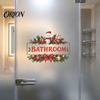 Festive Wall Art Christmas Bathroom Door Sticker, Waterproof PVC Decal with Wreath and Snowman Design Holiday Decor for Home Decor, Removable