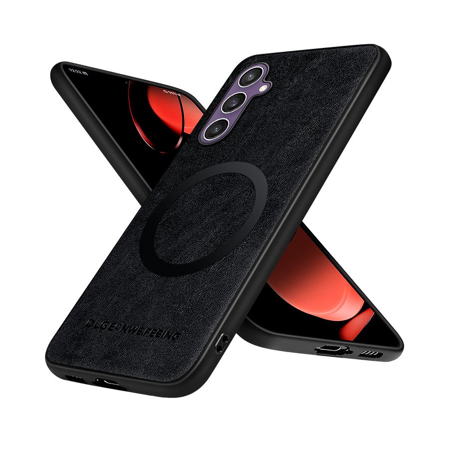 

Чехол из искусственной кожи для беспроводной зарядки Magsafe для Samsung Galaxy S25 Plus S23 S24 FE S22 S21 S20 Note 10 20 Ultra Cover For Samsung Galaxy S23+ чёрный