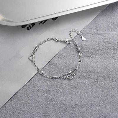 Herz Strass Zink Zinklegierung Koreanischer Stil Armband Handkette Damen Doppellagiges Armband Modeschmuck