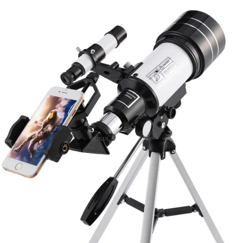 150X Astronomical Telescope , 70mm Aperture Refractor Portable Travel Telescope with Phone Adapter Stargazing Moon Hunting