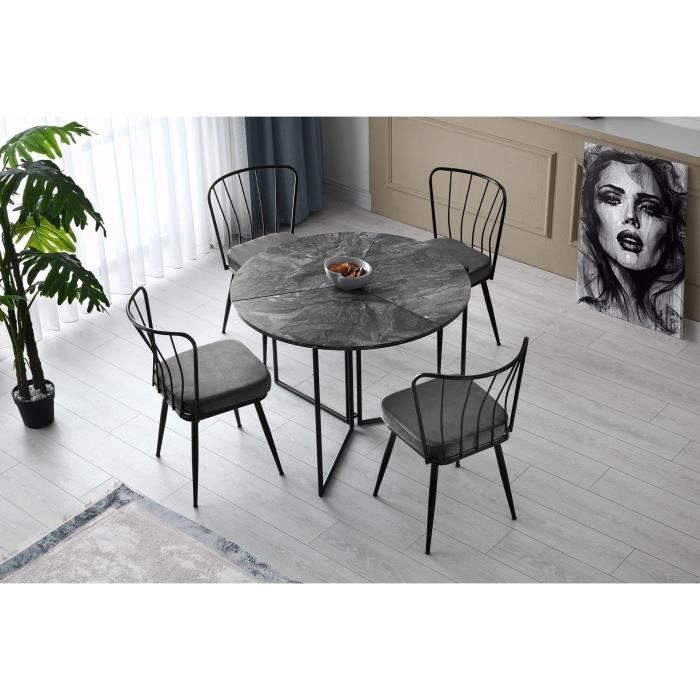 Tavolo da pranzo pieghevole - YAPRAK - Antracite - Rotondo - 4 persone - 100 x 100 x 72 cm