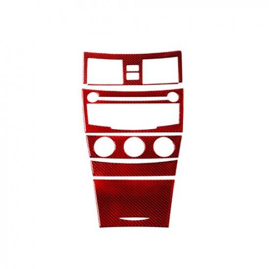 5Pcs For Toyota Camry Red Carbon Fiber Interior Central Console Cover Trim