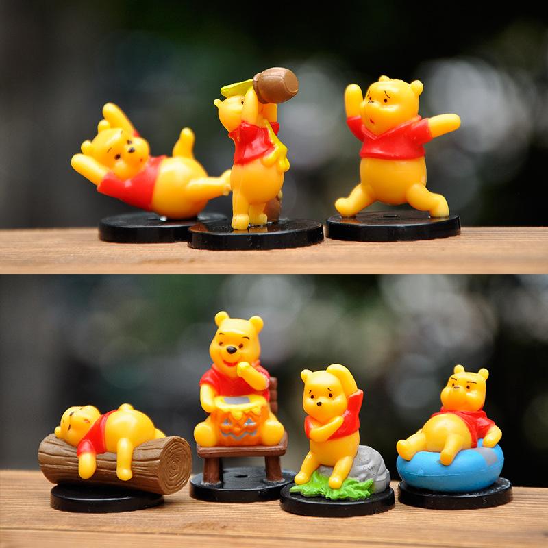 

7pcs Disney Anime Winnie the Pooh Cartoon Action Figure Kids Collectible Toy Birthday Cake Decoration Birthday Decor Miniatures
