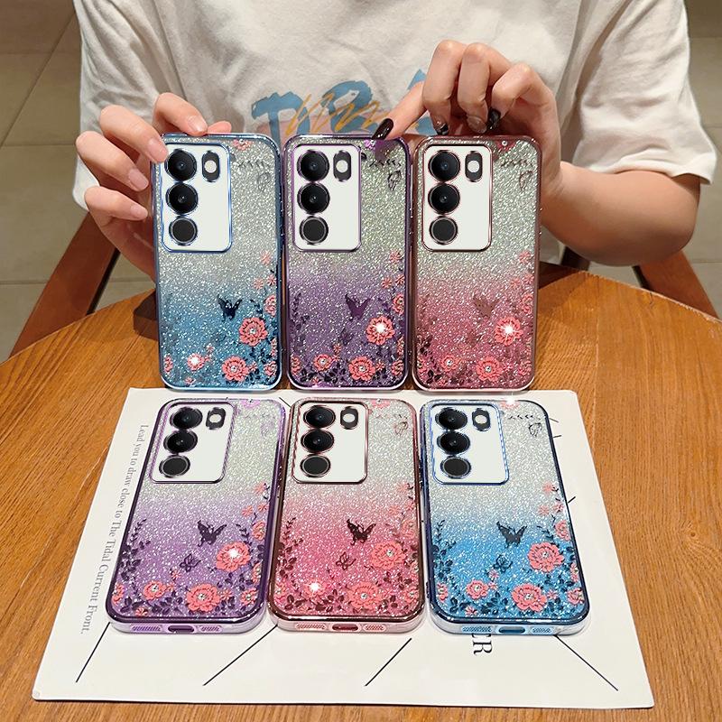VIVOX90 Gradual Change Glitter Rhinestone Mobile Phone Case S176D Electroplating Secret Garden Y52 Anti-drop Y19 Protective Case Female