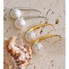 Yhpup Stainless Steel Simulated Pearls Geometric Elegant Daily Earrings Waterproof Fashion Korean Gold Platinum Color Jewelry